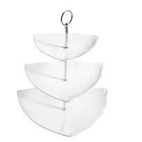 product of CAC China PTE-T3 3-Tier Porcelain Serving Tray, 11-3/4" Base, Super White, Dishwasher Safe - Set