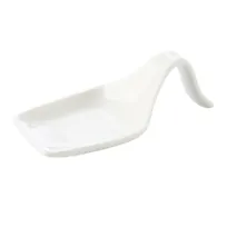 product of CAC China PTS-50 - Square Soup Spoon, 4" Length, Porcelain Super White, Dishwasher Safe - 1 Dozen