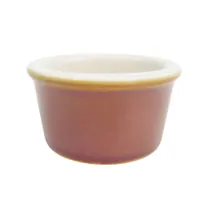 product of CAC China RKF-5-BWN - 5 oz 3-3/8" Dia x 2" H Stoneware Ramekin, Brown/White, Safe - 1 Dozen