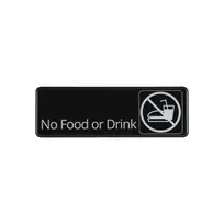 product of CAC China SCE3-NF14 No Food Or Drink Sign, 9" x 3", Black, Heavy-Duty Plastic