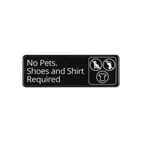 product of CAC China SCE3-NP13 Compliance Sign, 9" x 3", English No Pets Shoes Shirt Required, Plastic Black
