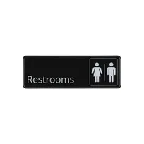 product of CAC China SCE3-RM24 Compliance Sign, 9" x 3"H, English, Restrooms, Heavy-Duty Plastic, Black