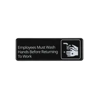 product of CAC China SCE3-WH23 Compliance Sign, 9" x 3" English Hand-Wash Message, Heavy-Duty Black Plastic