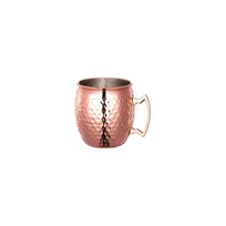 product of CAC China SCMM-20H Moscow Mule Metal Mug, 20 oz Hammered Stainless Steel with Copper Plated Exterior