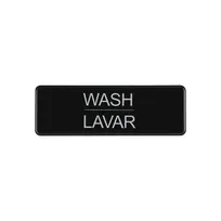 product of CAC China SCS3-WS03 Compliance Sign, 9" x 3"H, English/Spanish, Wash, Heavy-Duty Plastic, Black
