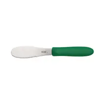 product of CAC China SPSP-4GN Spreader, 3-7/8", Stainless Steel, Serrated Plastic Handle, Green