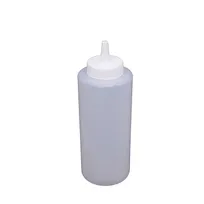 product of CAC China SQBT-12C Clear Plastic 12 Oz Squeeze Bottle with Leak-Proof White Cap, Single Tip - 6/Pack