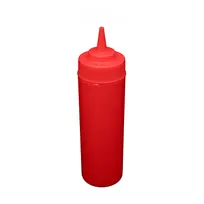 product of CAC China SQBT-W-12R - Red Plastic 12 oz Wide-Mouth Squeeze Bottle Leak-Proof Cap BPA-Free - 6/Pack