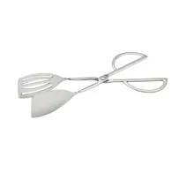 product of CAC China STG2-10U Scissor Tongs, 10" Long, Slotted & Solid Spatula, 18/8 Stainless Steel