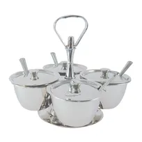 product of CAC China STSV-4 Tabletop Server Set, 4-Compartment Stainless Steel Condiment Caddy Rack - Set