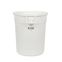 product of CAC China TCNC-10W 10 Gallon Round Trash Can, 18" Diameter x 17" Height, White Plastic, No Lid