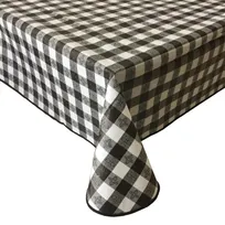 product of CAC China TCVG-52K Throw Table Cover, 52" x 52" Vinyl, Gingham, Water & Tear Resistant, Fannel Back