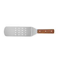 product of CAC China TNRW-PF83 Stainless Steel Turner, 8.25", Perforated, Wooden Handle