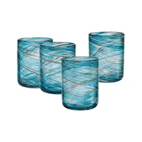 product of Mikasa 5308418 Breeze Double Old Fashion Glass, 15 oz, 3.31"W x 3.31"D x 4.33"H, Blue, Glass