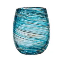 product of Mikasa 5308419 Breeze Wine Glass, 16 oz., Stemless, Blue, 3.66"W x 3.66"D x 4.53"H