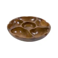 product of Town 51306/DZ Pu-Pu Wooden Platter, 14" Diameter, 5-Compartment Serving Tray - 1 Dozen