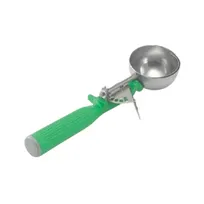 product of Concasse MCPP12L Portion Spoon, 12" Stainless Steel With Green Plastic Handle, 2-2/3 Oz