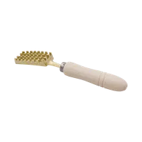 product of Korin HA-1203 Manual Fish Scaler, 8" Brass Construction, Ergonomic Solid Wood Handle