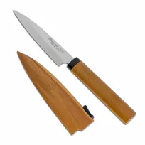 product of Korin HA-629-10 Fruit Knife, 3" Blade with Brown Cover, Wood Handle – Citrus Fruit Slicing