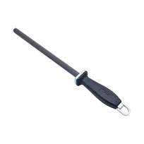 product of Korin HA-SRB-104 Sharpening Steel, 10"L, Black Ceramic, PP Handle, 2 Grooved & 2 Smooth Sides