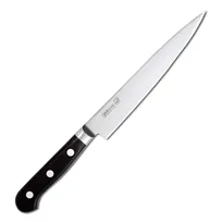 product of Korin HMI-440SL-180 440 Slicer Knife, 7" Right Handed, 70/30 Edge, Forged Steel, Wood Handle, Japan