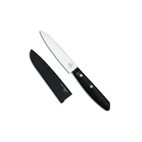 product of Korin HMI-MOFR-105 Fruit Knife - 4"1/8 (10.5cm) Steel Blade, Beveled Edge, Wood Handle