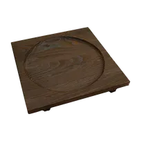 product of Korin IMP-08436 Wooden Riser, Square Base 9-1/2"x9-1/2"x0.8" Footed, Brown Wood, 8" Indentation