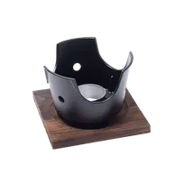 product of Korin KON-103 Tabletop Grill Stove, 6" dia. x 5-1/4"H, Charcoal, Wood Base, Aluminum Grill, Black