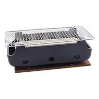 product of Korin KON-128-32 Konro Grill, 12-3/4"L x 6"W x 4-1/4"H, Insert, Base, Oven/Stove Safe, Black Ceramic