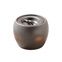 product of Korin KON-EX-102 Fire Extinguishing Pot, 6-3/4" x 5-1/4"H, Round, Ceramic, Bizen Finish, Lid Included