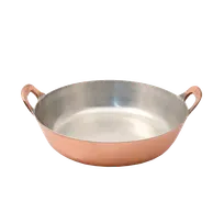 product of Korin TK-1160 Tempura Pot, 10-1/2" dia. x 2-1/2"H, Round, Double Handle, Copper