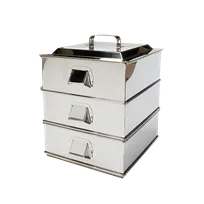 product of Korin TK-304-01-39 3-Tier Steamer Basket & Boiler Set, 15-7/20" L x 15-7/20" W, 18/8 Steel, Oven-Safe