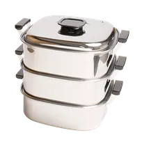 product of Korin TK-304-02A 3-Tier Steamer, 15"L x 12"W x 13"H, Stainless Steel, Oven & Induction Safe