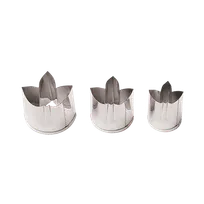 product of Korin TK-611-SASA 3-Piece Bamboo Leaf Vegetable Cutter Set, Stainless Steel, Sizes 1.5"-1.75"