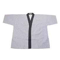 product of Korin UC-112-L Chef Coat Large Blue Pinstripe 65% PolyCotton 52-4/5" Length 28-7/10" Sleeve 23-1/5"