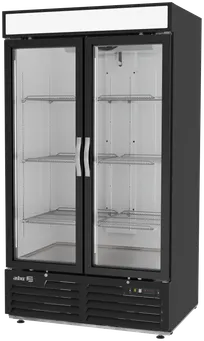 product of Asber ARMD 37 A - 37 cu ft 2-Section Glass Door Merchandiser, Black Vinyl, 43-1/2"W, 8 Shelves, R290