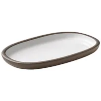 product of Playground 701201991000436 Oval Stoneware Platter, 7 1/2" Dia x 4⅜" H, Coupe Rim, Taupe - 6/Case