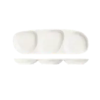 product of Libbey 905356914 Slenda 3‑Compartment Tray, 13½" × 4¾" Oblong Porcelain, Royal Rideau - 12/Case