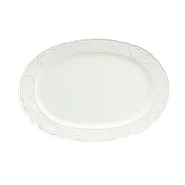 product of Schonwald 9062029 Marquis Oval Platter, 11.5" x 8.25", Porcelain, White, Embossed Rim - 6/Case