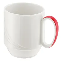 product of Schonwald 9185629-62931 - 9.5 Oz Porcelain Mug, 3-3/8" H x 3-1/8" T x 2-1/8" D, Red Band - 6/Case