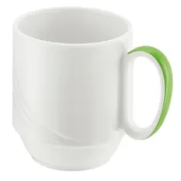 product of Schonwald 9185629-62941 - 9.5 Oz Porcelain Mug, 3-3/8" H x 3-1/8" T, Light Green Band - 6/Case