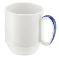product of Schonwald 9185629-62971 China Mug, 9.5 oz, Porcelain, White with Dark Blue Band, Stackable - 6/Case
