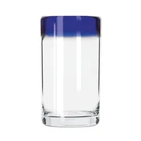 product of Libbey 92303 Aruba Cooler Glass – 16 oz, Cobalt Blue Rim, Dishwasher Safe, 5" H x 3¼" T, - 12/Case