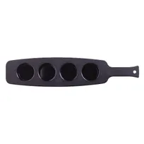 product of Libbey 96458 Flight Bar Tray – 4‑Well, 18"5/8 L x 4"1/8 W x 1"3/8 H, Black Plastic, Safe - 6/Case