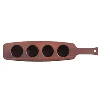 product of Libbey 96459 Flight Tray - 4‑Well, 18"¾ x 4"⅛ x 1"⅜, Cherry Wood Look Plastic Safe - 6/Case