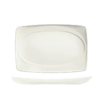 product of Reserve by Libbey 987659395 Rectangular Platter, 13" x 9", Porcelain with Embossed Rim - 12/Case
