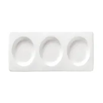 product of Libbey 999023302 Tray, 12" x 5-3/4" Porcelain, Rigel Pattern, 3 × 3 oz, Microban Glaze - 12/Case