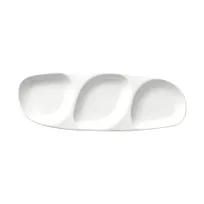 product of Libbey 999023303 Oval Porcelain Tray, 13.75" x 5", 3 × 3.5 oz Compartments, White Rigel - 12/Case