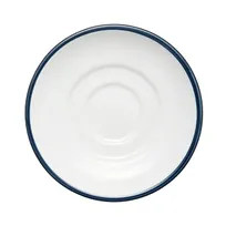 product of Libbey 999024500 China Saucer, 6" Dia x 1" H, Porcelain, Lunar White, Blue Rigel Band - 36/Case