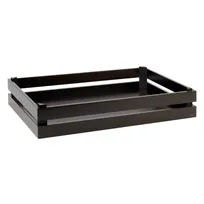 product of APS Germany APS 11626 - Acacia Wood Crate, Black, 21"8" L x 13"8" W x 4"1/4" H, GN 1/1 - 1/Case